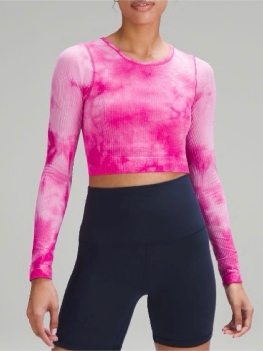 Lululemon Pink Tie-Dye Long Sleeve Crop